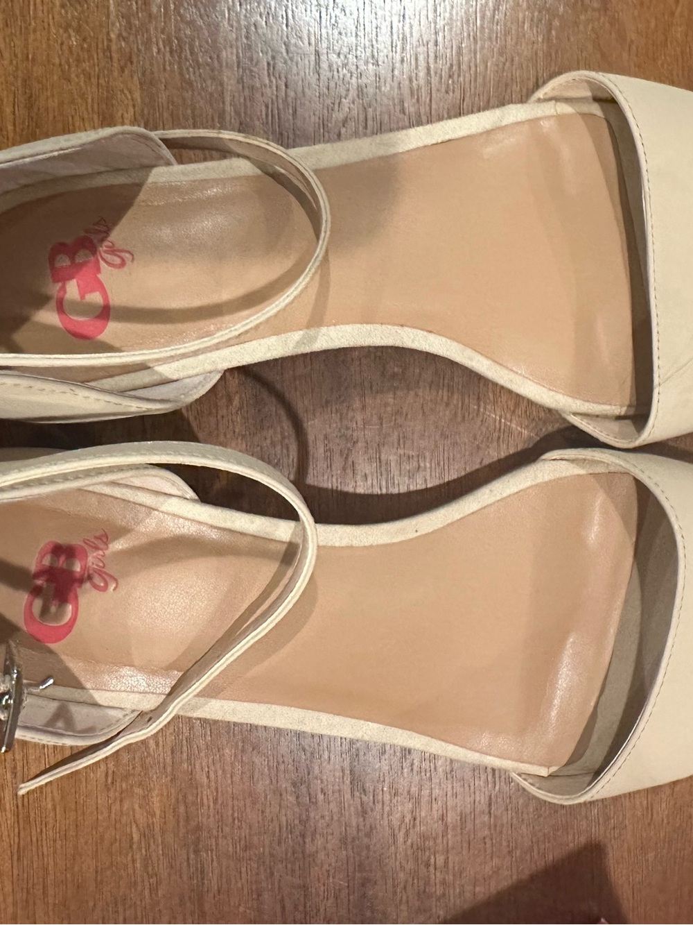 GB Girls Neutral Cream Open-Toe Block Heel Sandals